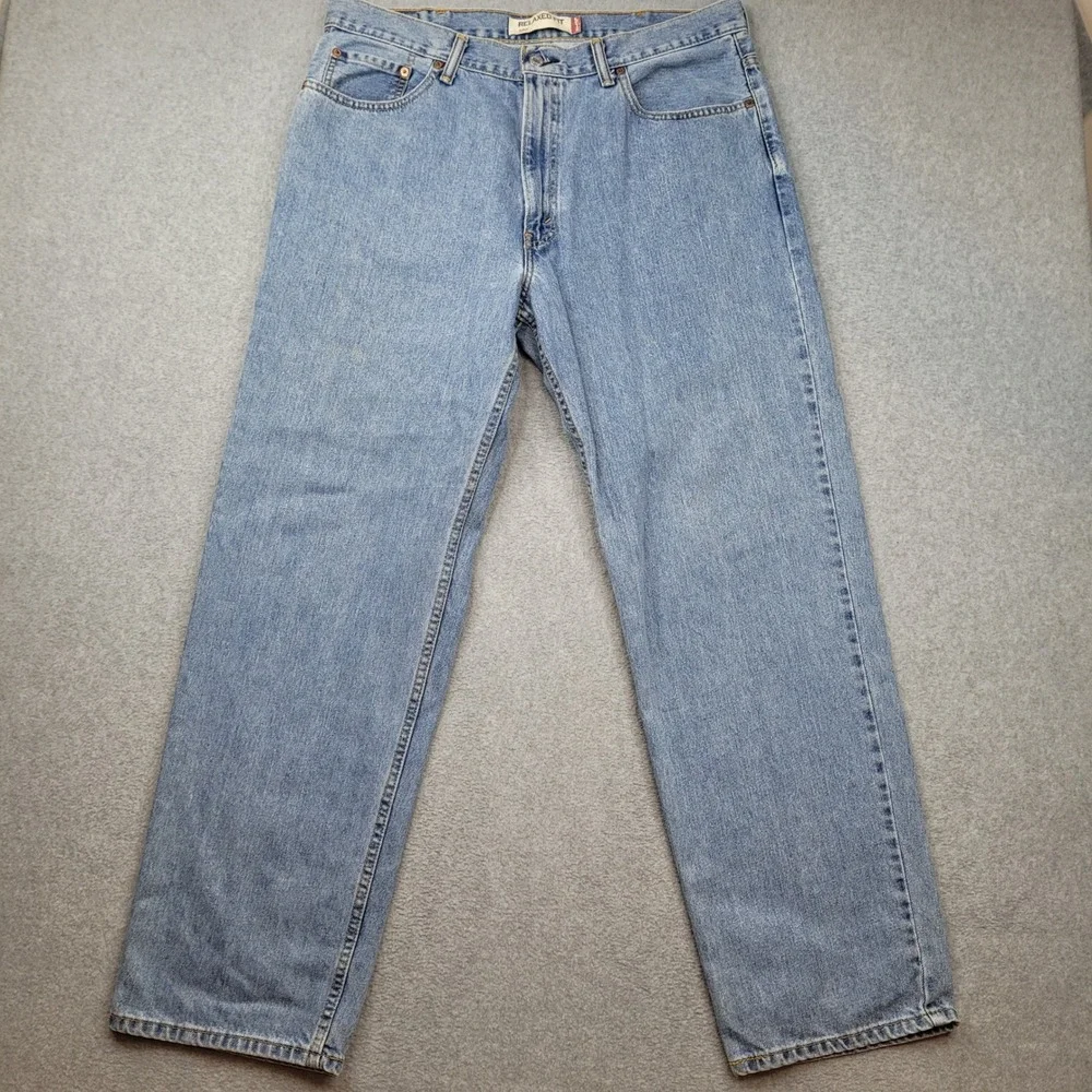 Levi 550 Relaxed Fit Jeans Mens 38x32 Light Wash Denim Y2K